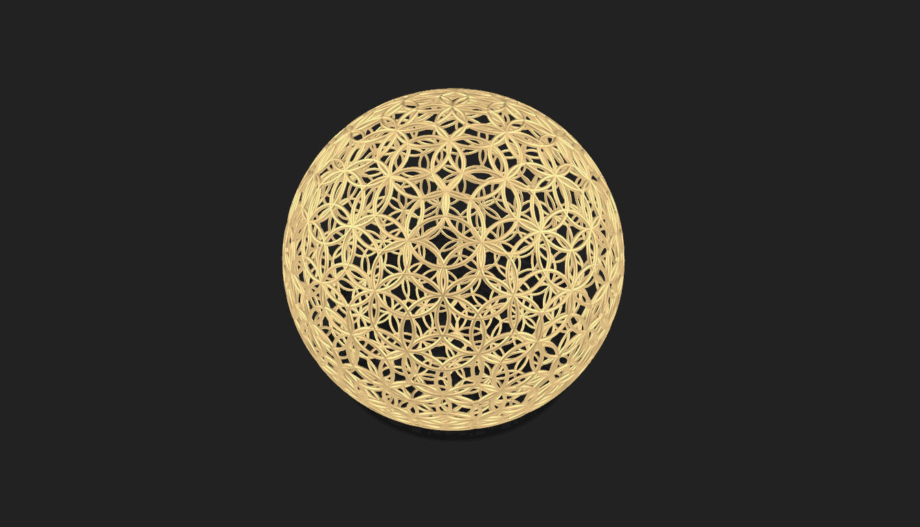 Geodesic Sphere with Circle Pattern flower of life like  3D model_20