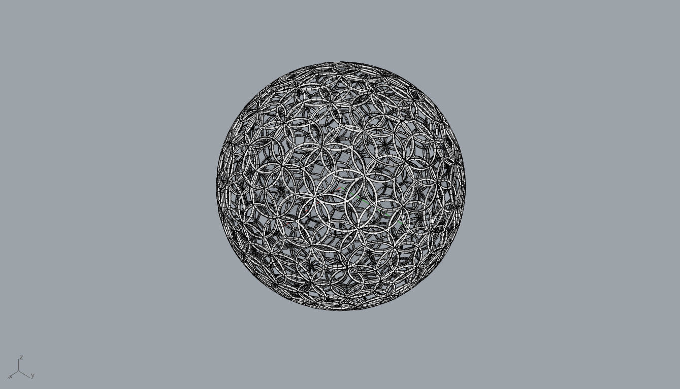 Geodesic Sphere with Circle Pattern flower of life like  3D model_32