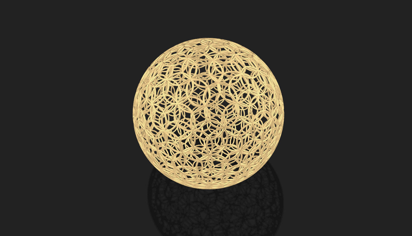 Geodesic Sphere with Circle Pattern flower of life like  3D model_4