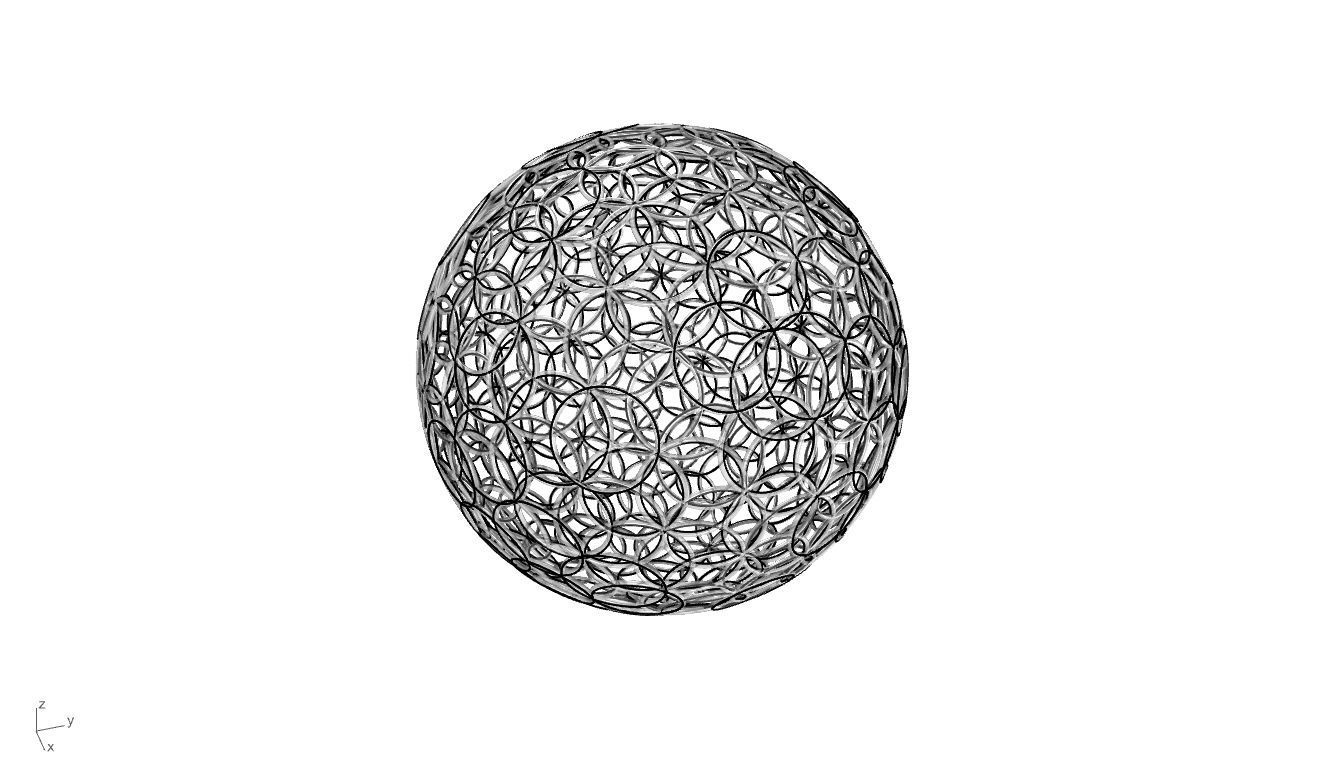 Geodesic Sphere with Circle Pattern flower of life like  3D model_86