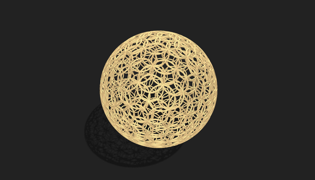 Geodesic Sphere with Circle Pattern flower of life like  3D model_13