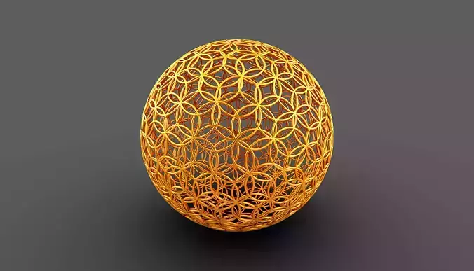 Geodesic Sphere with Circle Pattern flower of life like  3D model
