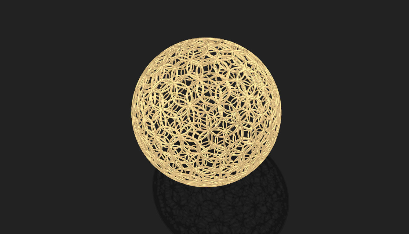Geodesic Sphere with Circle Pattern flower of life like  3D model_3
