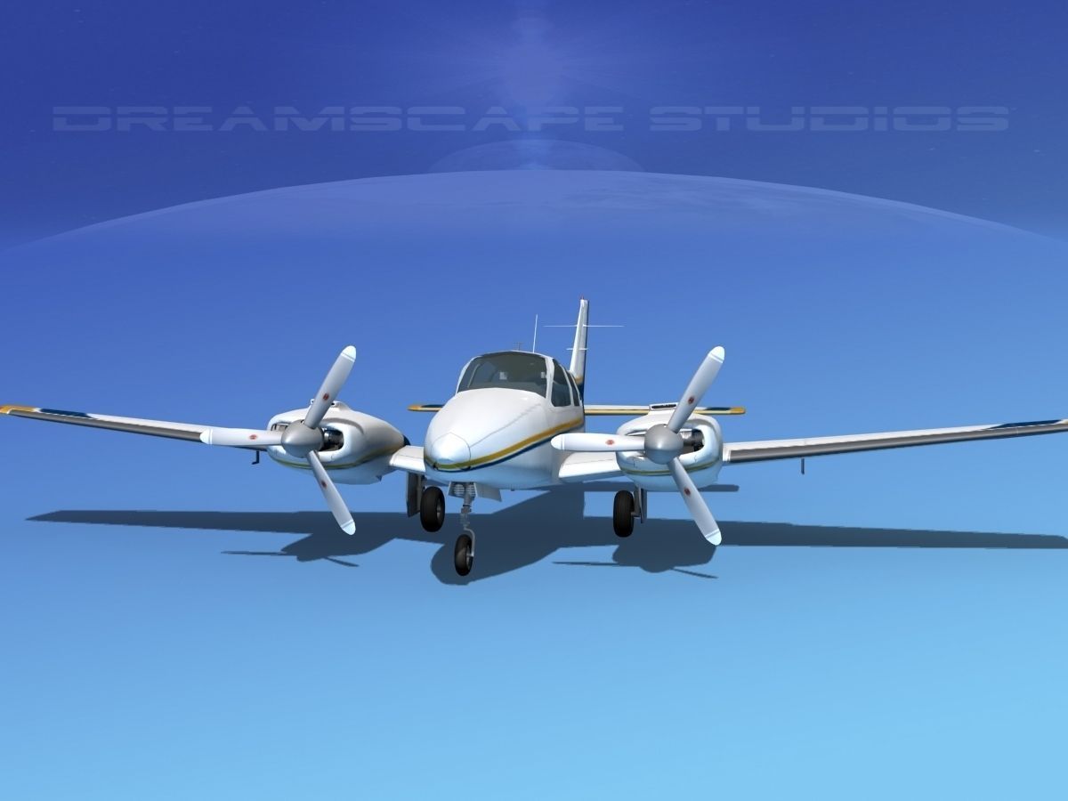 Beechcraft B55 Baron V08 3D model_2