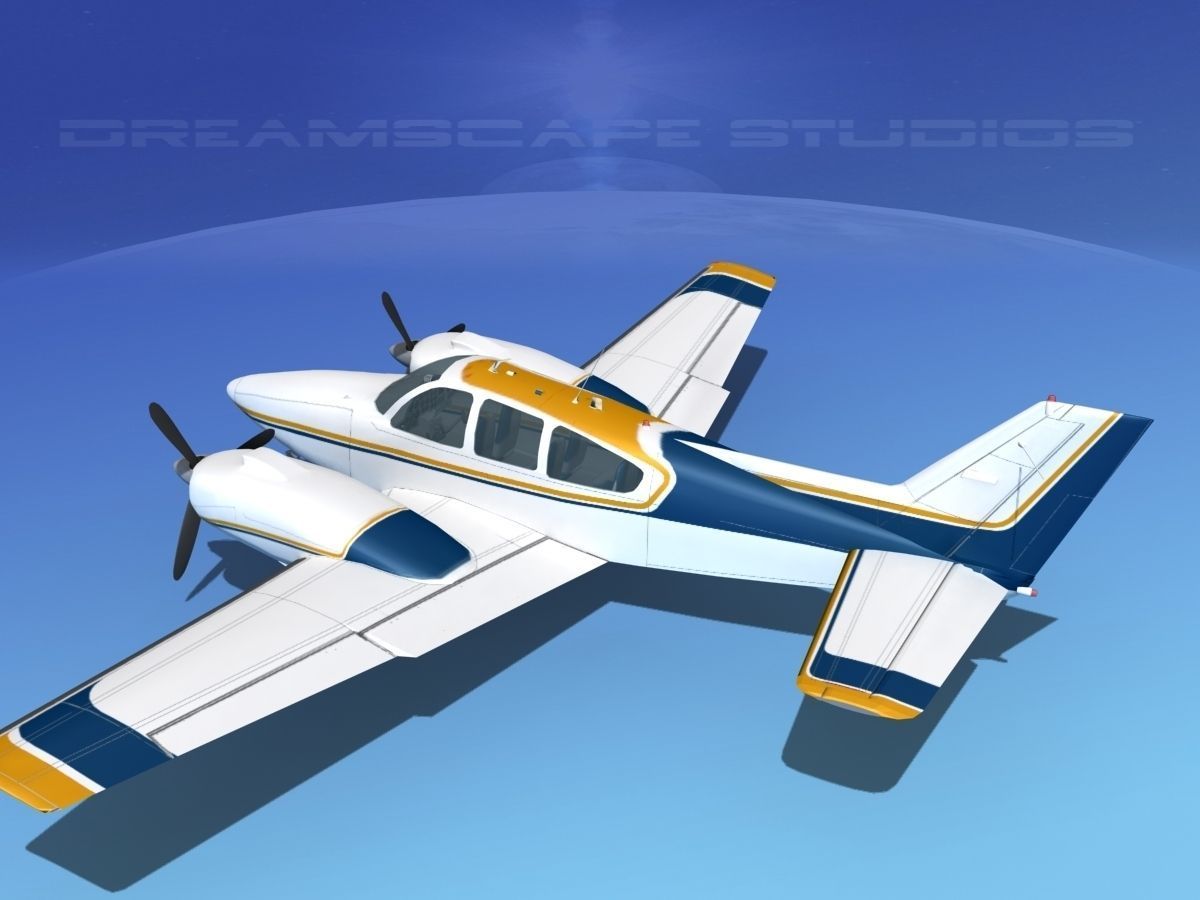 Beechcraft B55 Baron V08 3D model_9