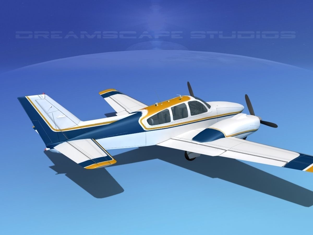 Beechcraft B55 Baron V08 3D model_6