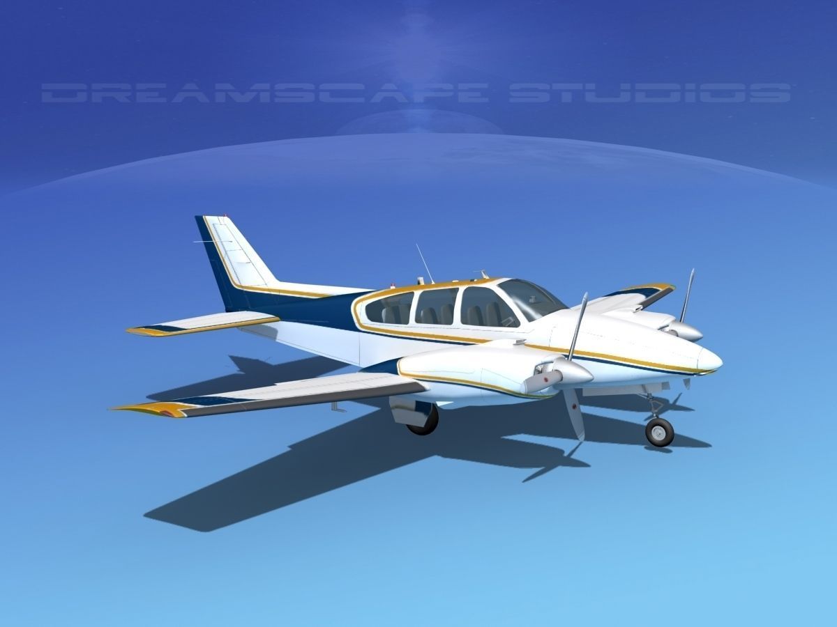 Beechcraft B55 Baron V08 3D model_4