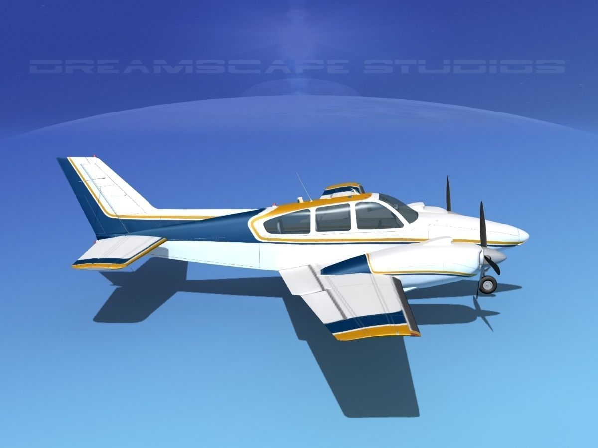 Beechcraft B55 Baron V08 3D model_5