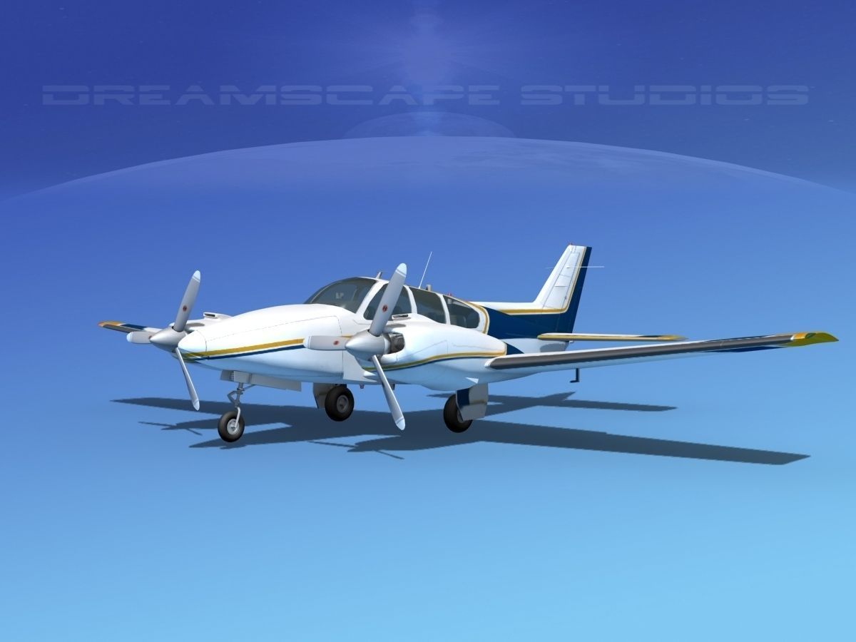 Beechcraft B55 Baron V08 3D model_1