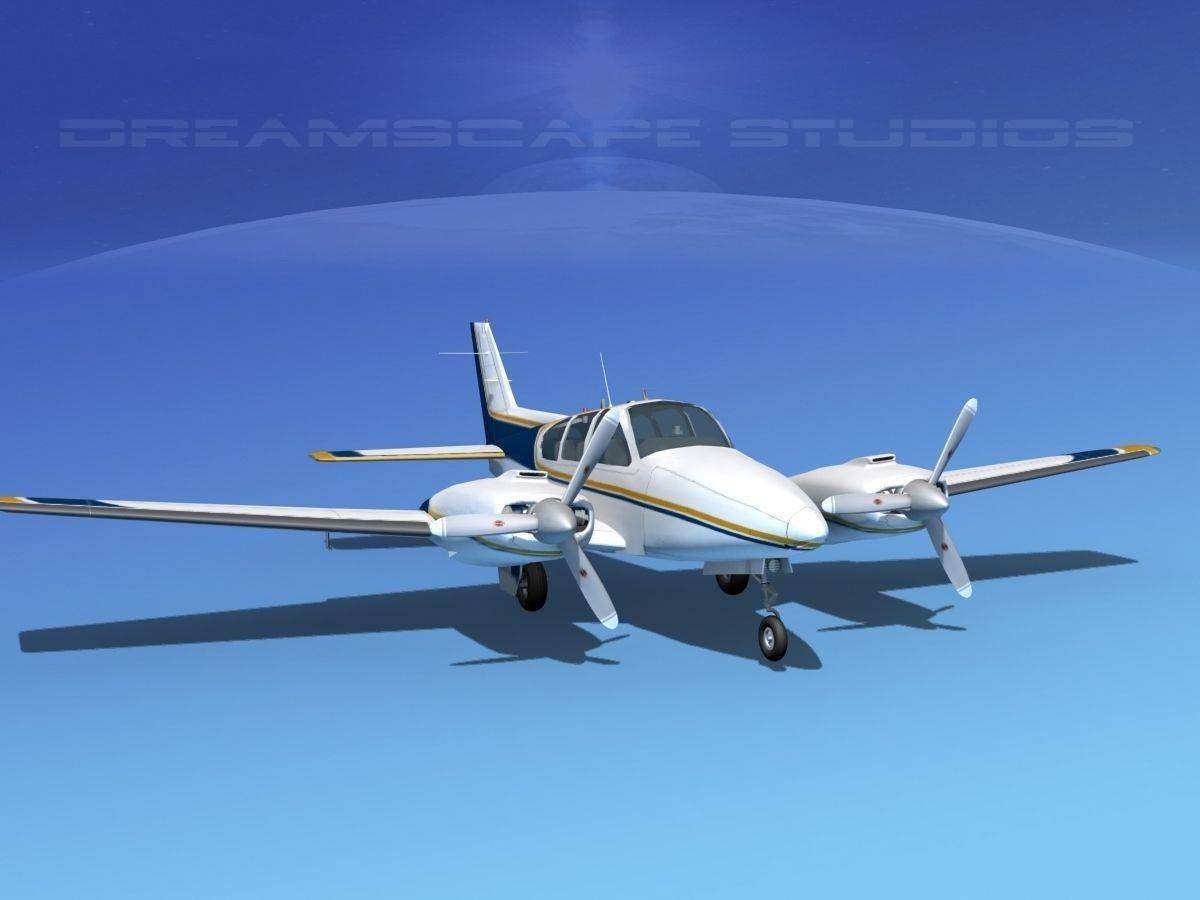 Beechcraft B55 Baron V08 3D model_3