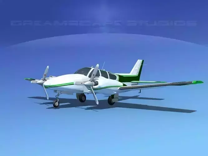 Beechcraft B55 Baron V09 3D model