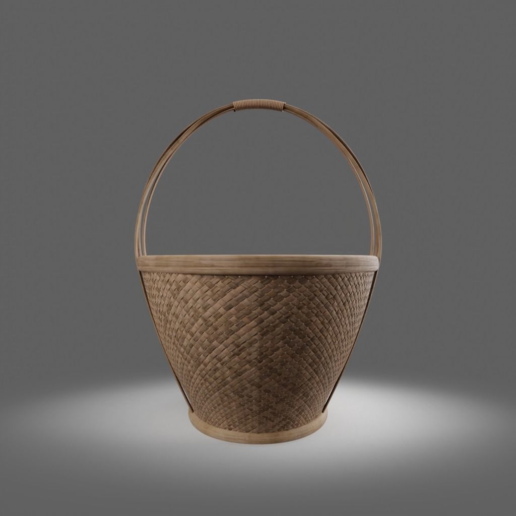 Woven basket 5 with PBR textures 3D model_9