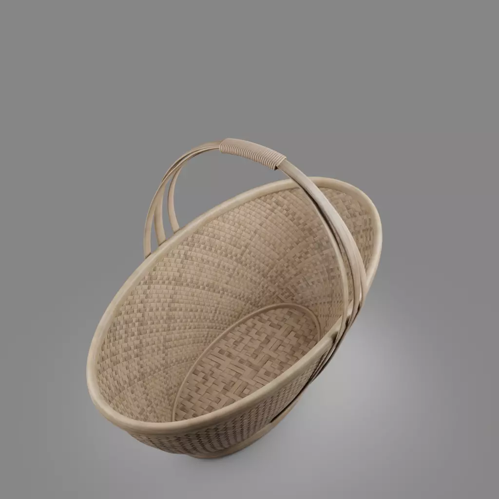 Woven basket 5 with PBR textures 3D model_0