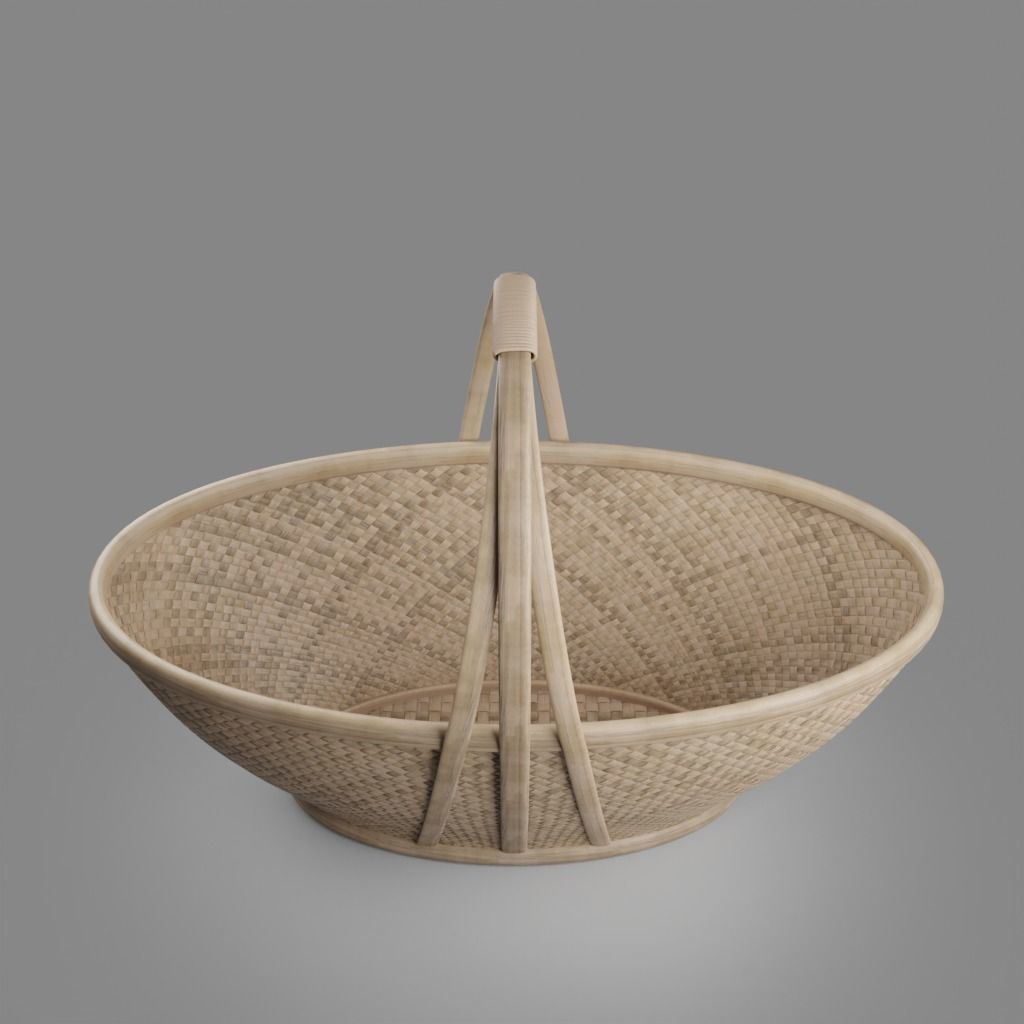 Woven basket 5 with PBR textures 3D model_2
