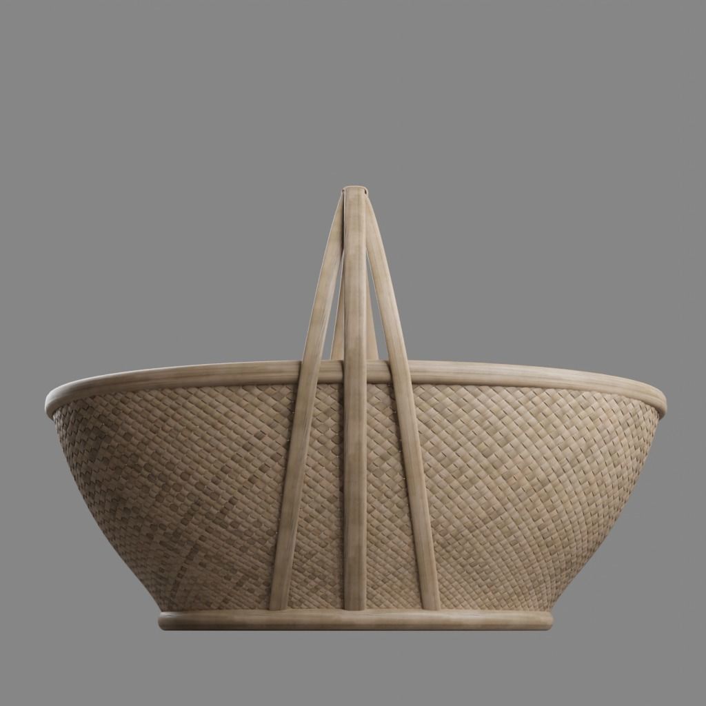 Woven basket 5 with PBR textures 3D model_4