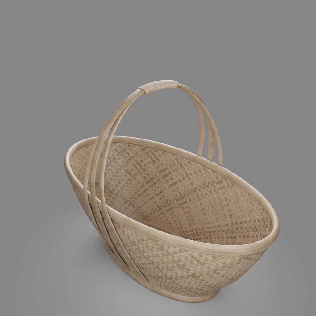 Woven basket 5 with PBR textures 3D model_8