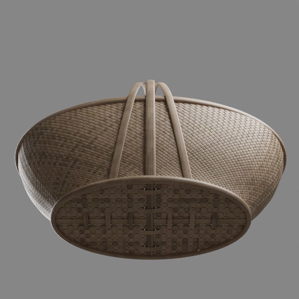 Woven basket 5 with PBR textures 3D model_5