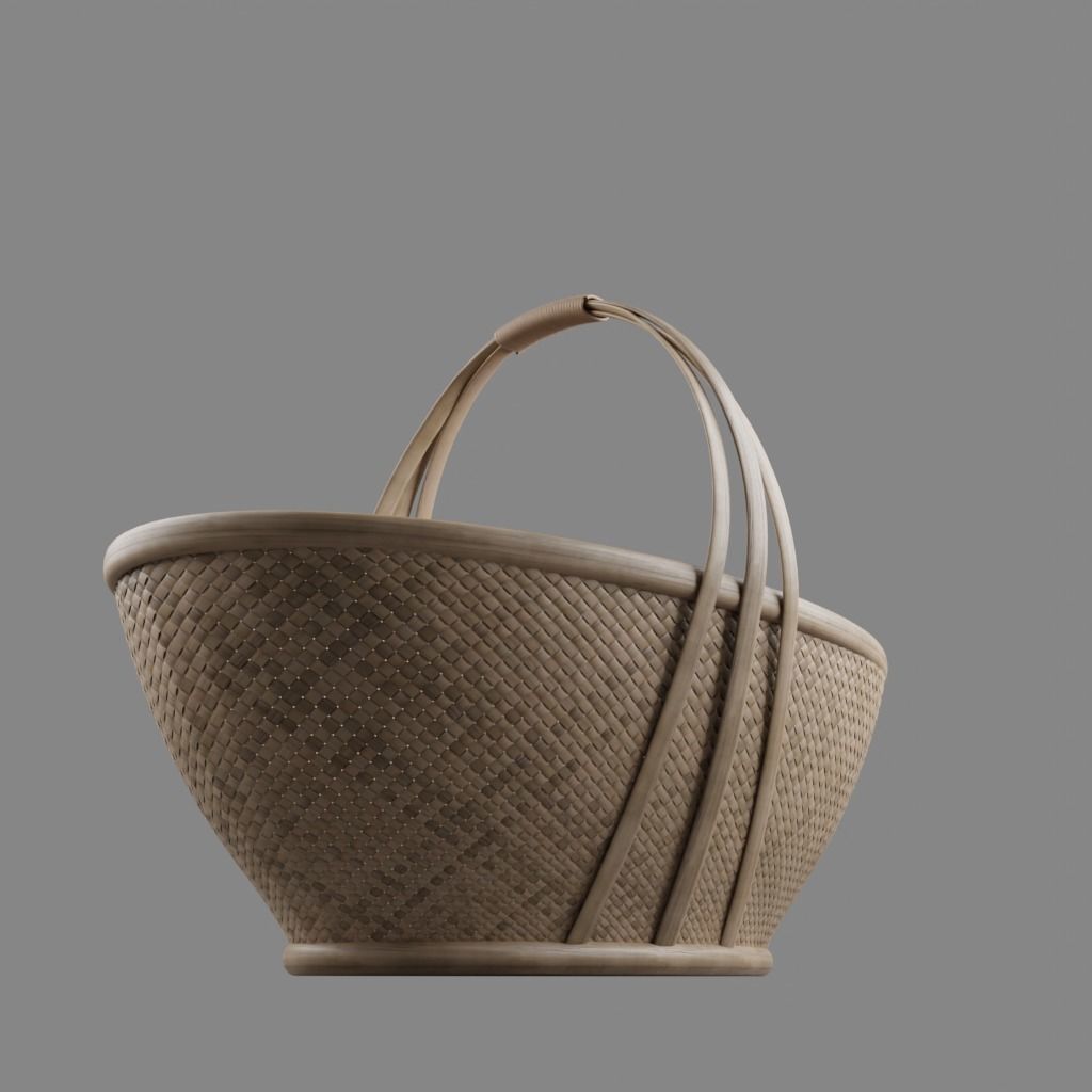 Woven basket 5 with PBR textures 3D model_6