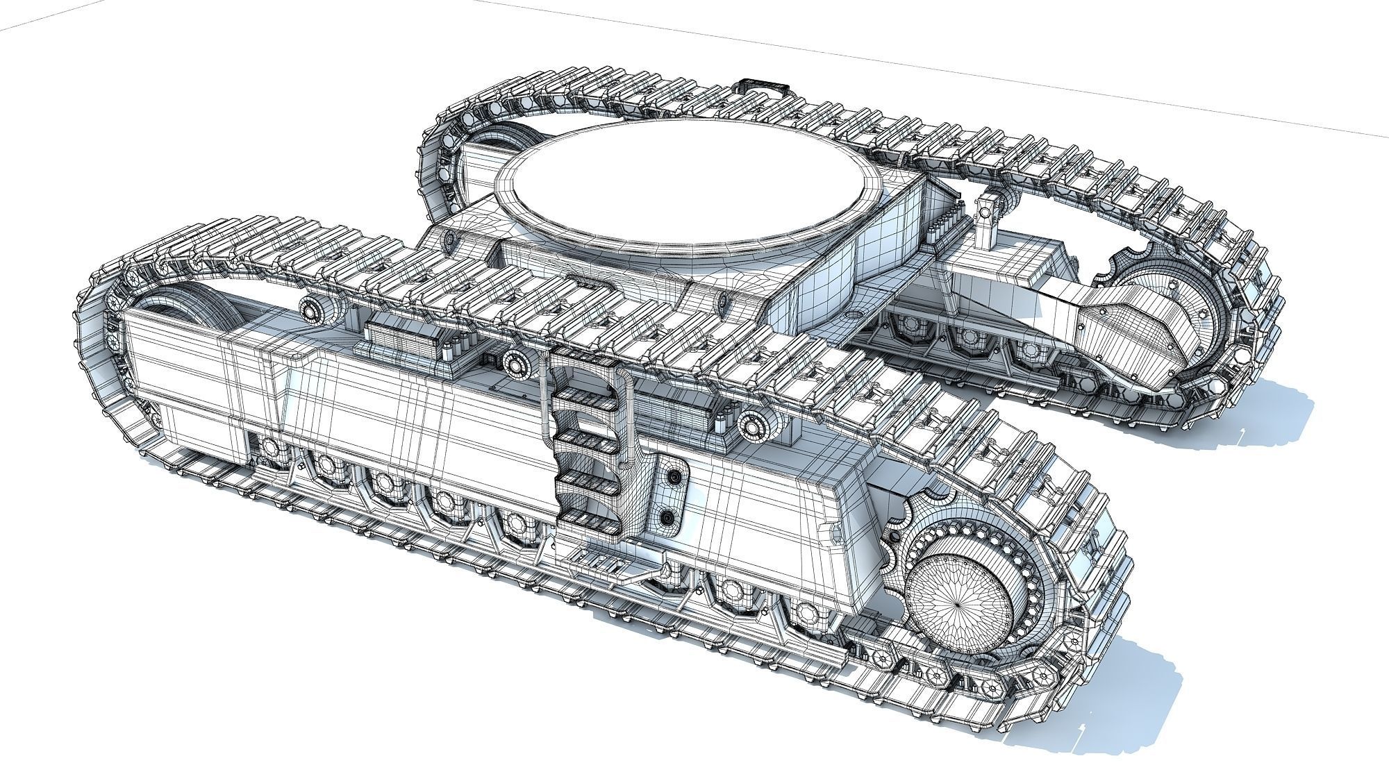 Bulldozer Excavator Track 3D model_5