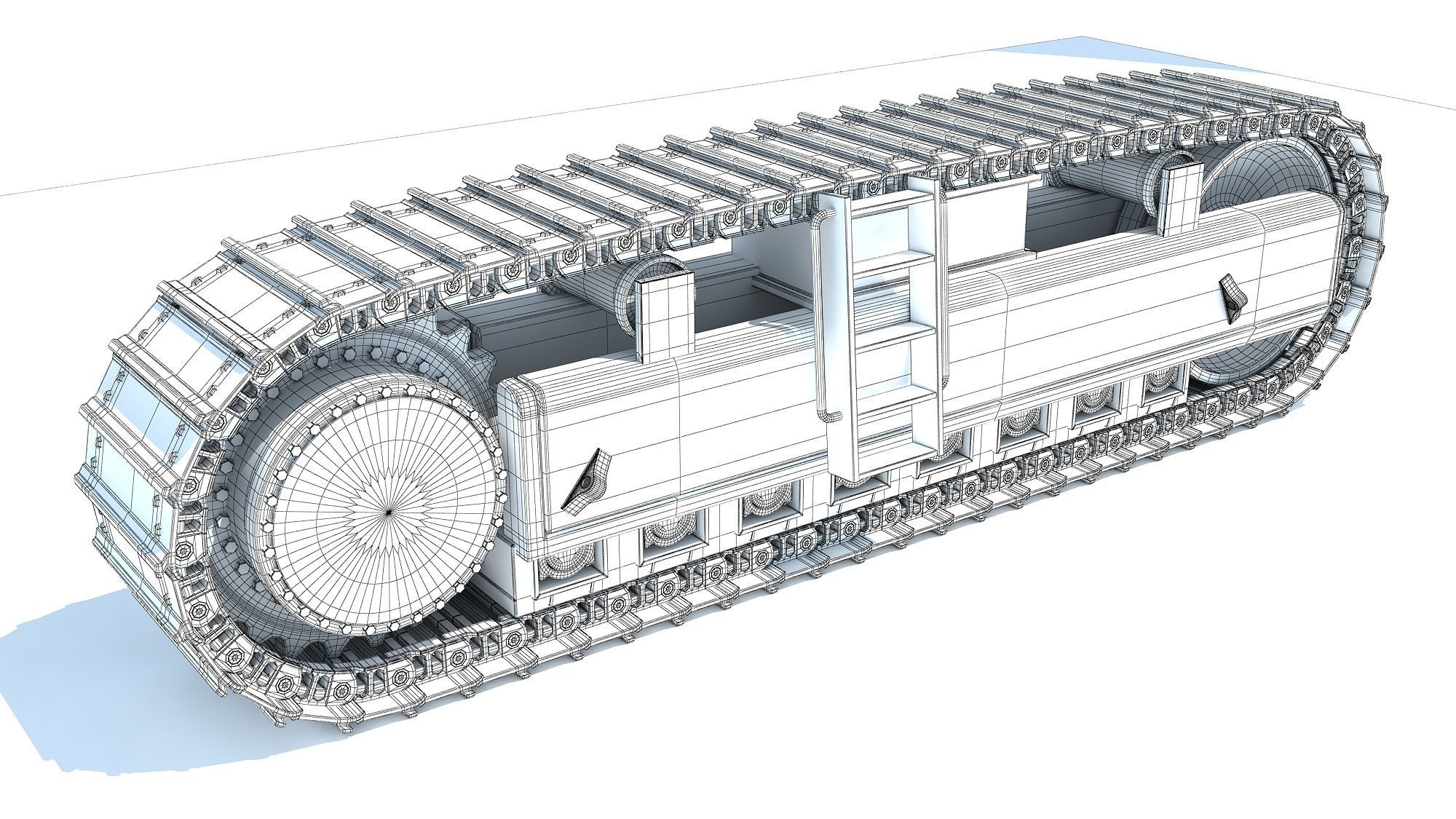 Bulldozer Excavator Track 3D model_5