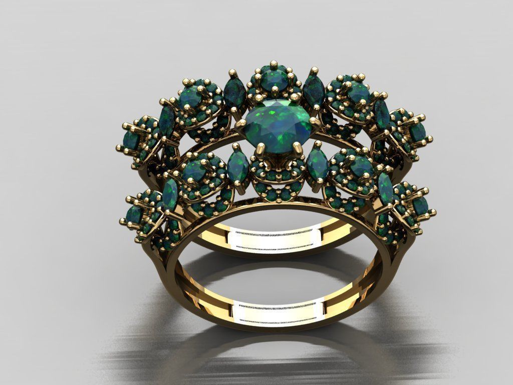 T112- Diamond solitarie ring 3D print model_2