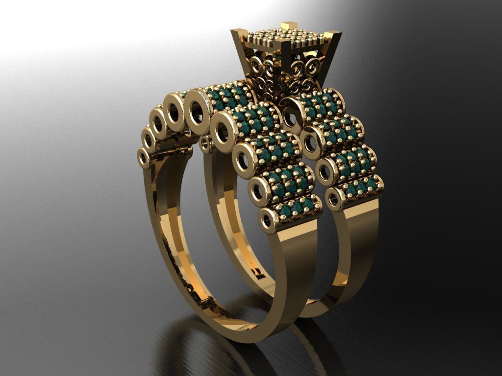 T114- Diamond solitarie ring 3D print model_3
