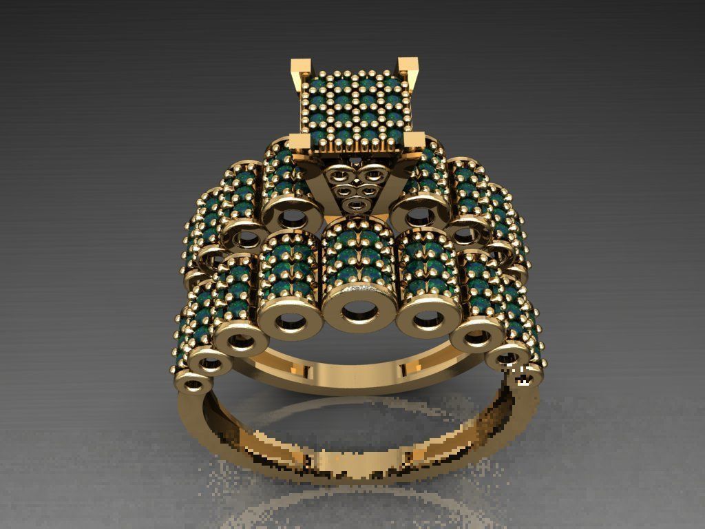 T114- Diamond solitarie ring 3D print model_2