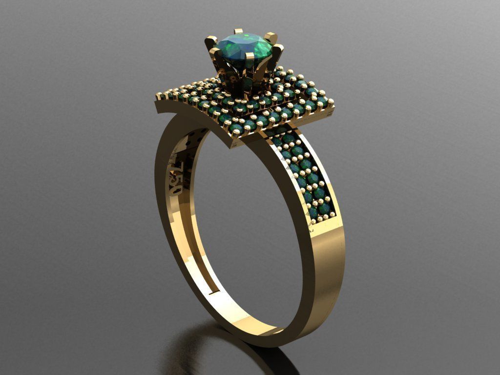T0123- Diamond solitarie ring 3D print model_4