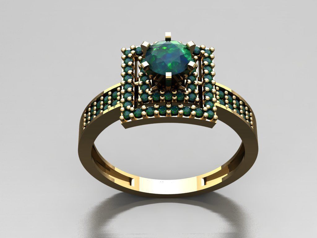 T0123- Diamond solitarie ring 3D print model_2