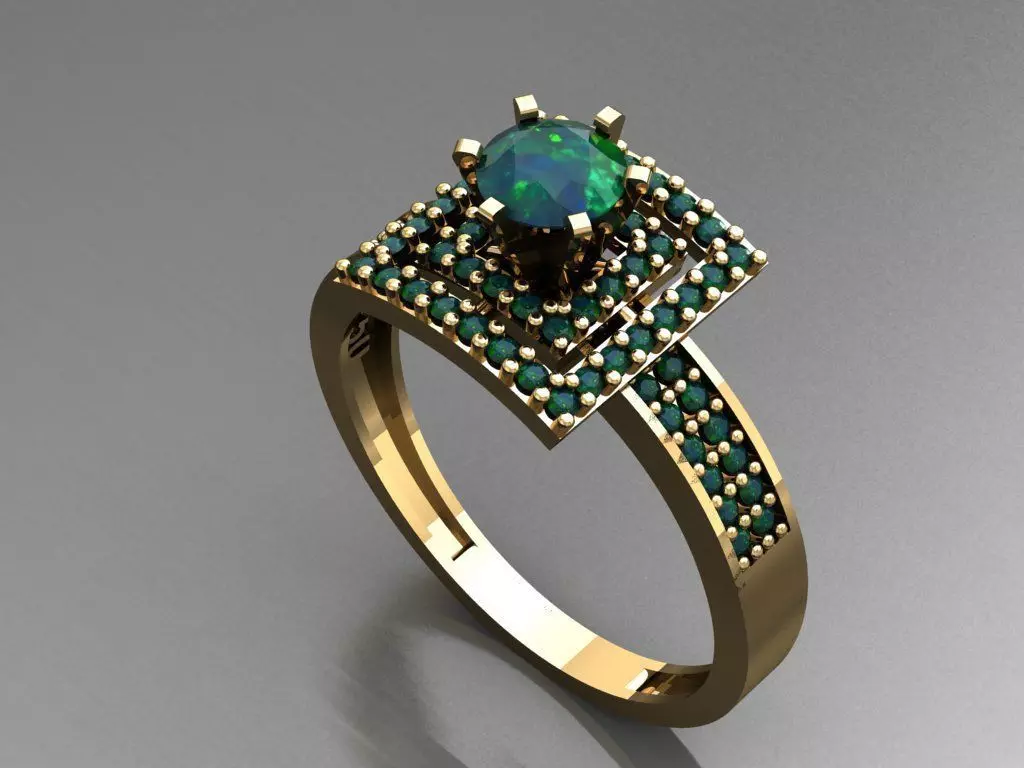 T0123- Diamond solitarie ring 3D print model_0