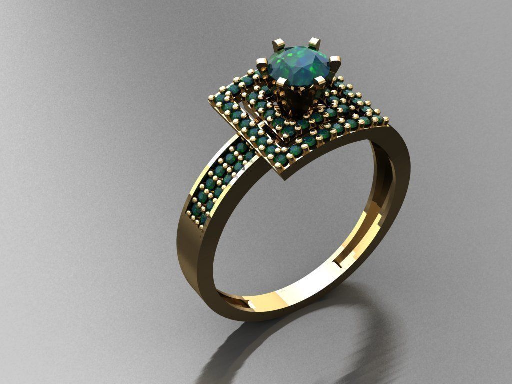 T0123- Diamond solitarie ring 3D print model_3