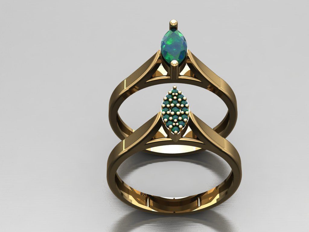 T126- Diamond solitarie ring 3D print model_2