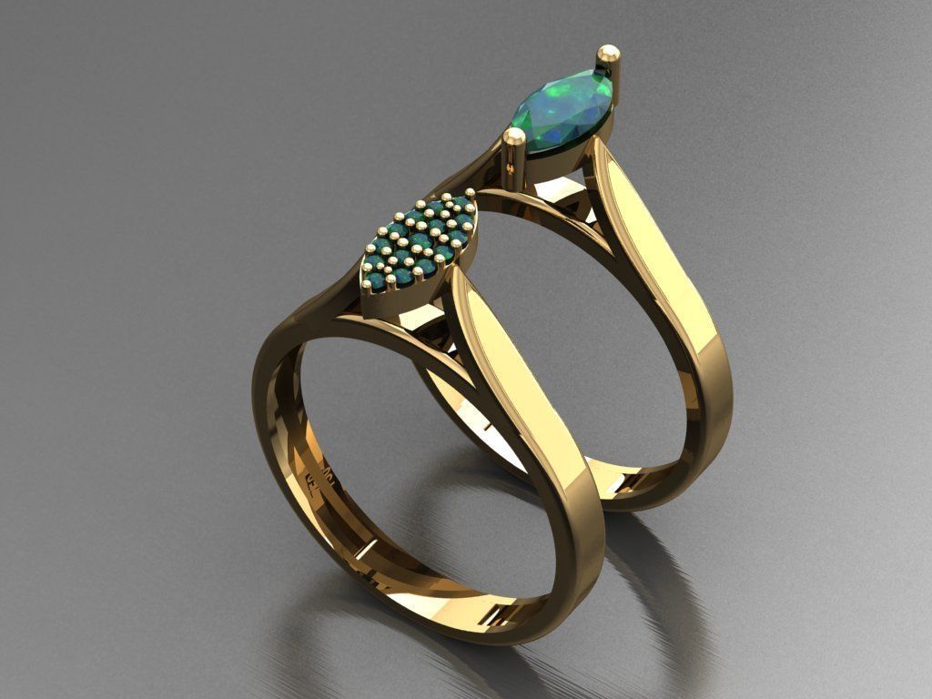 T126- Diamond solitarie ring 3D print model_1
