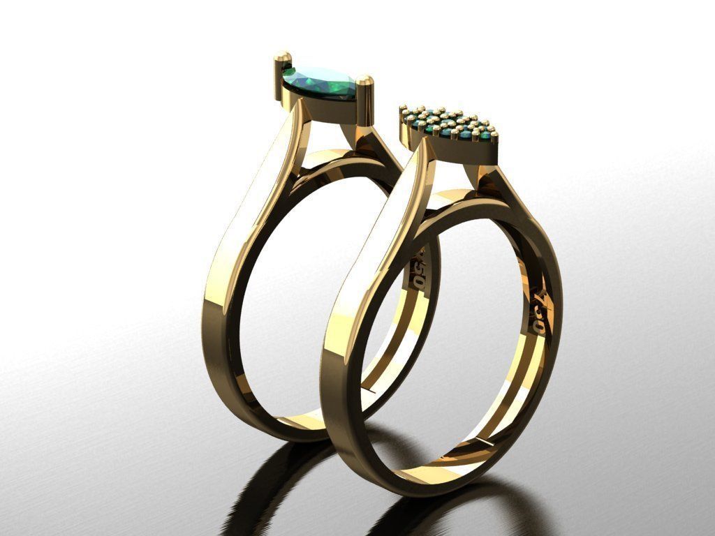 T126- Diamond solitarie ring 3D print model_4