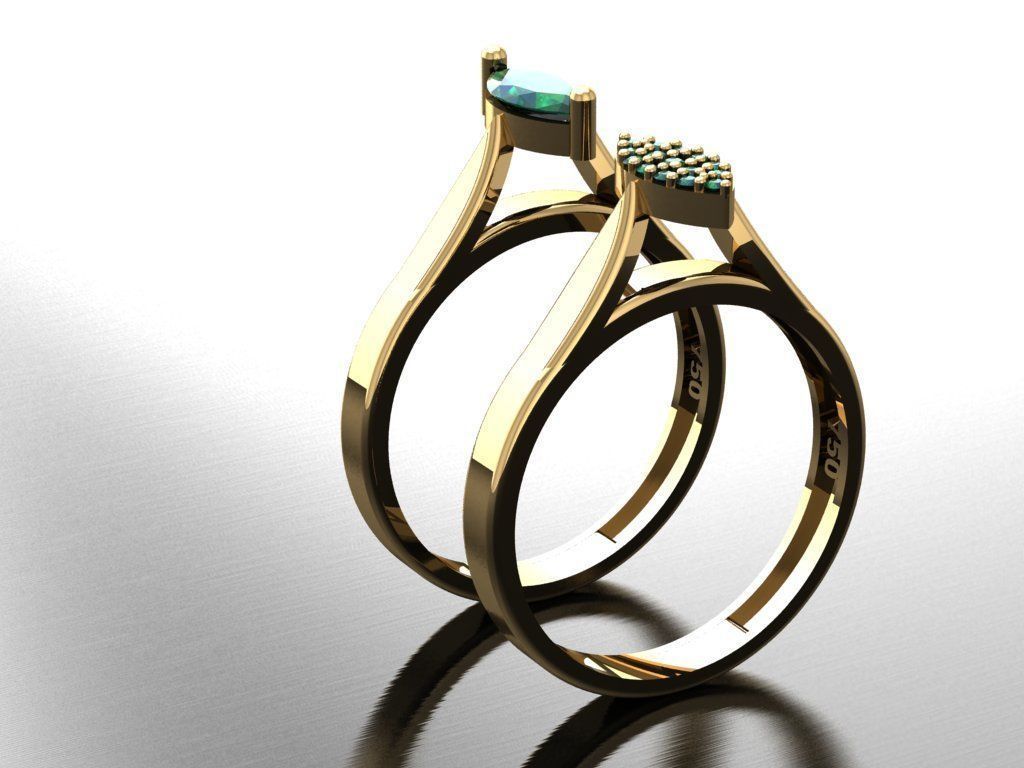 T126- Diamond solitarie ring 3D print model_3