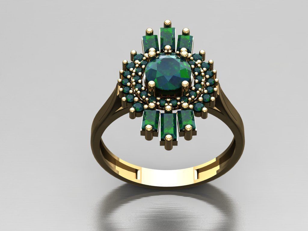 T135- Diamond solitarie ring 3D print model_4