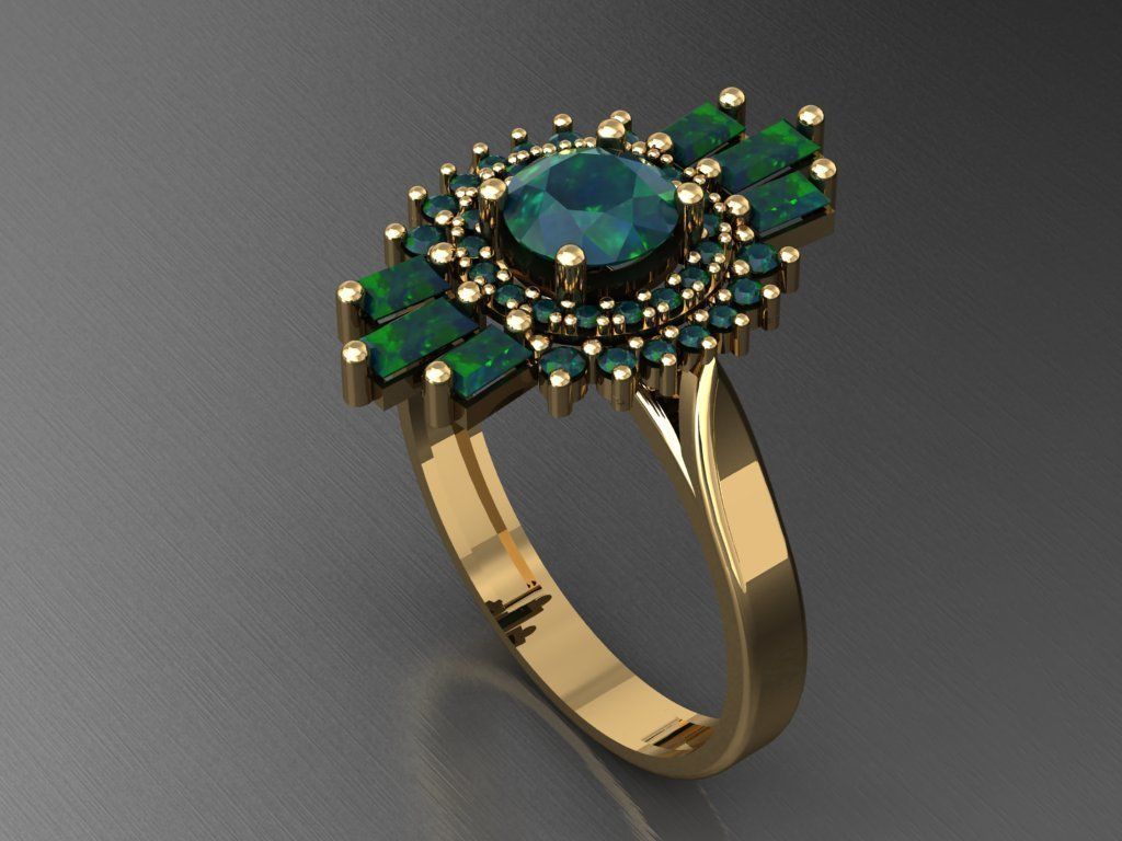 T135- Diamond solitarie ring 3D print model_3