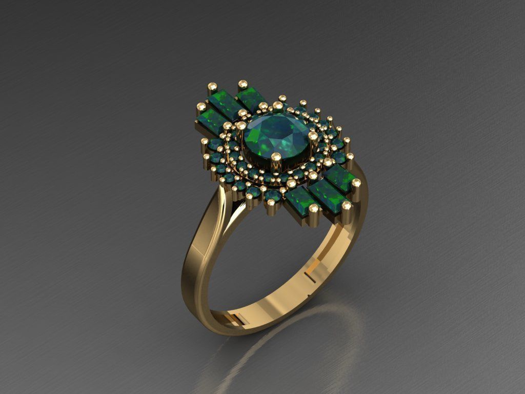 T135- Diamond solitarie ring 3D print model_1