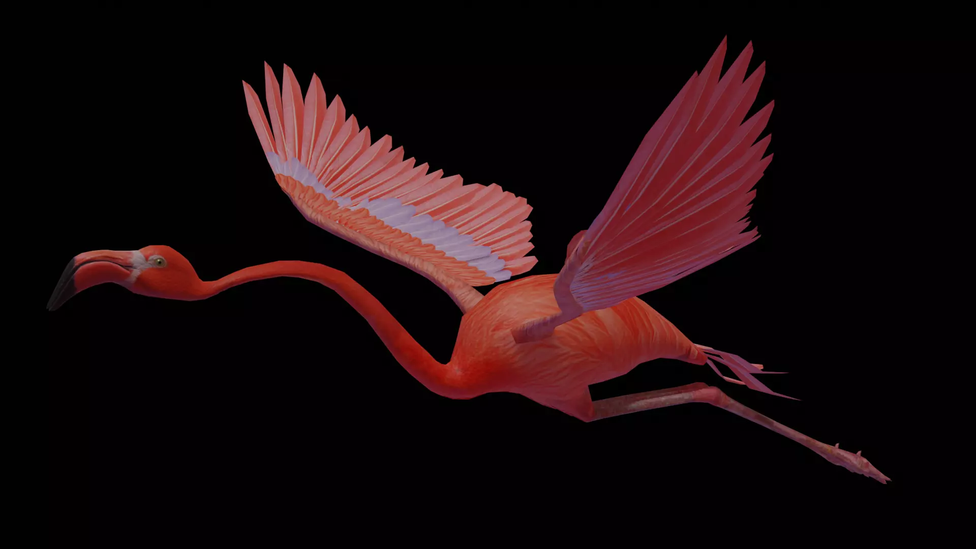 Flamingo flying Low-poly 3D model