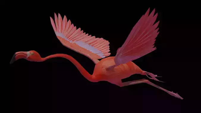 Flamingo flying Low-poly 3D model