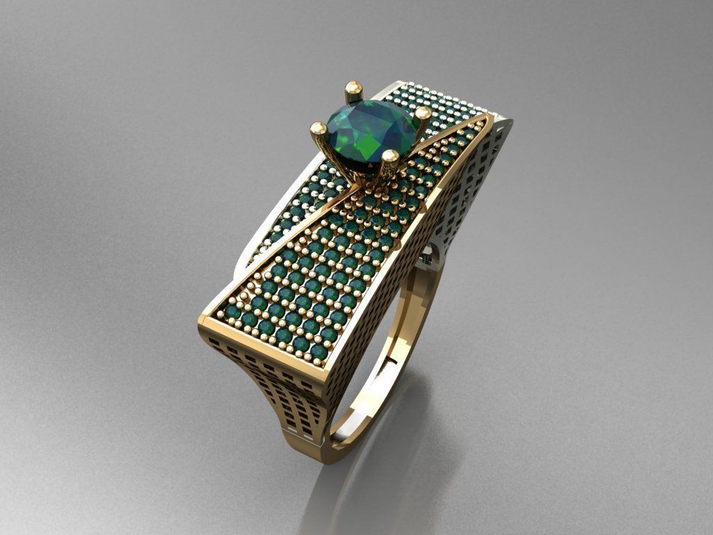 T144- Diamond solitarie ring 3D print model_1