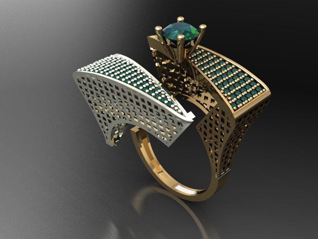 T144- Diamond solitarie ring 3D print model_5