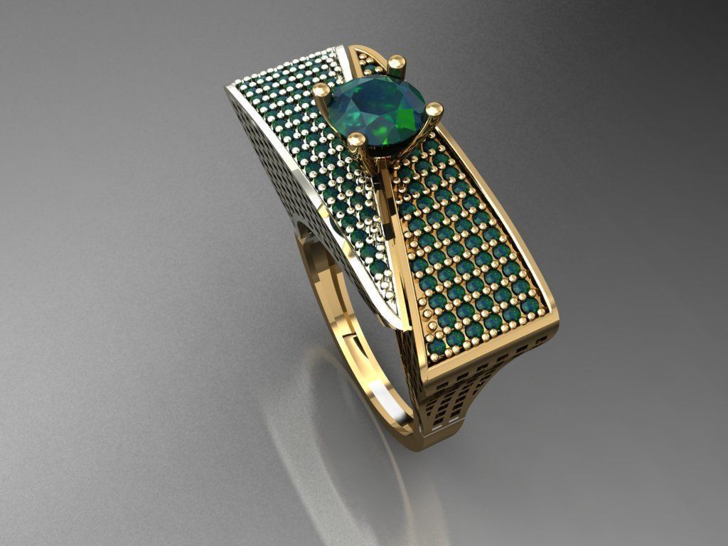 T144- Diamond solitarie ring 3D print model_4