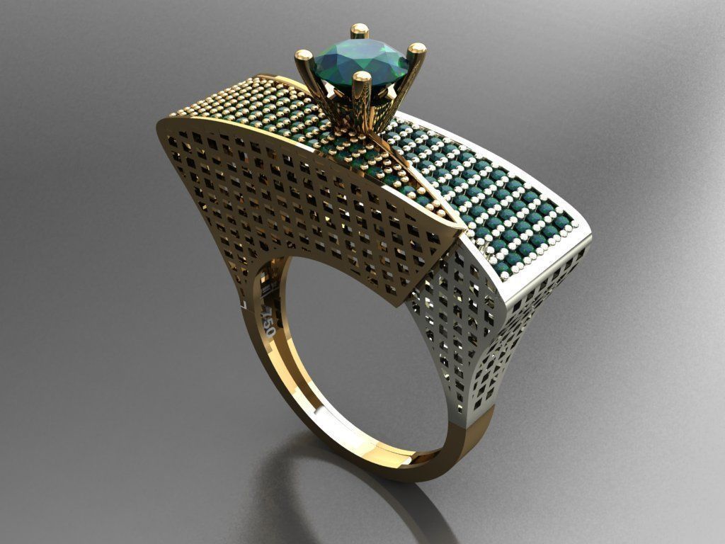 T144- Diamond solitarie ring 3D print model_2