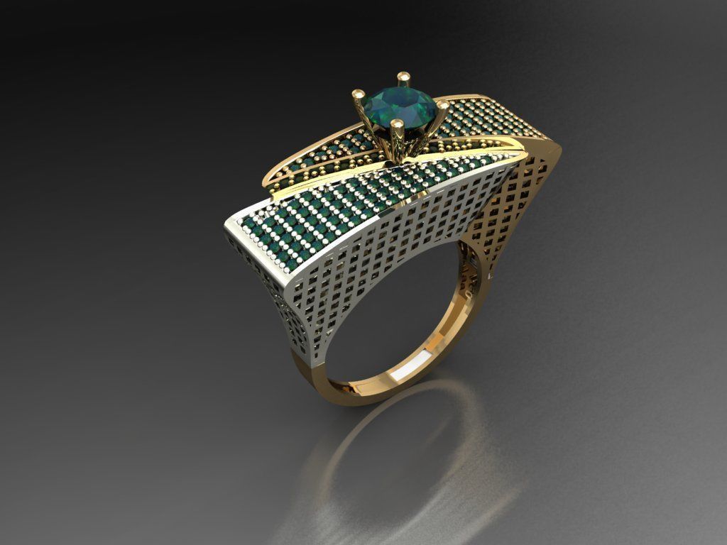 T144- Diamond solitarie ring 3D print model_3