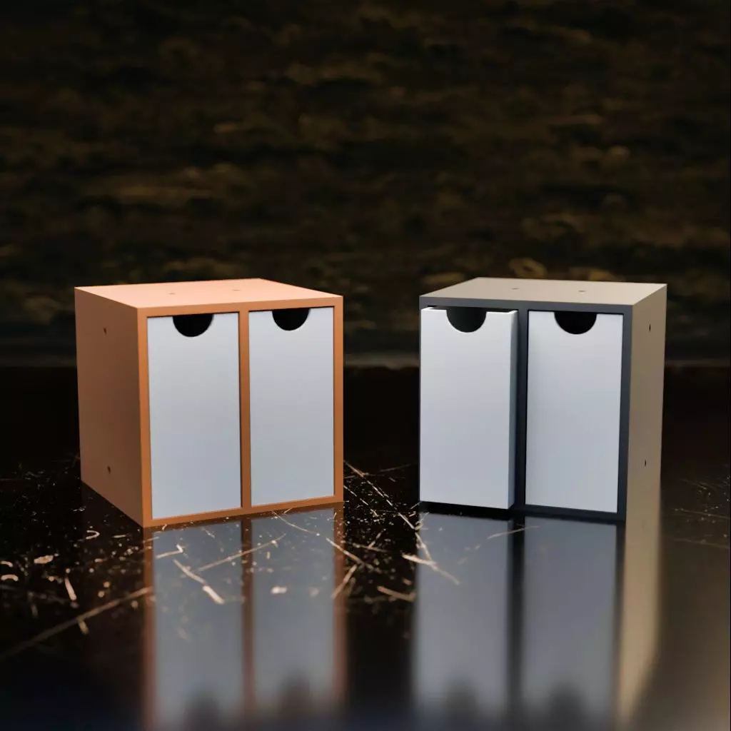 003M LA Units 2 Drawer Vertical Storage Organiser 3D print model_0