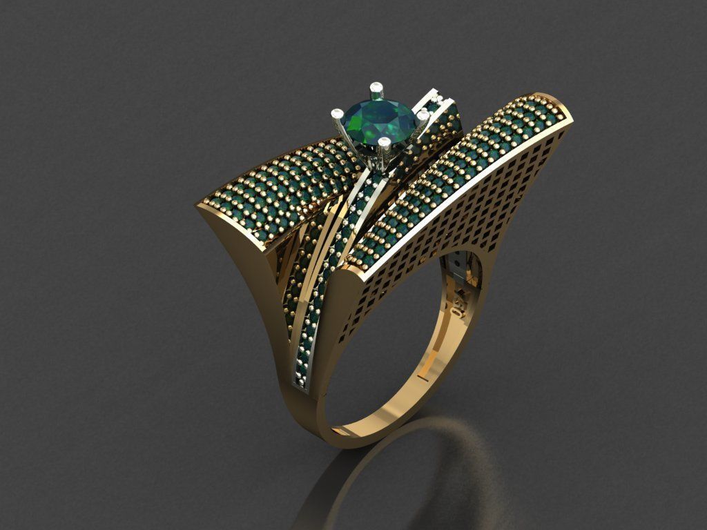 T146- Diamond solitarie ring 3D print model_1