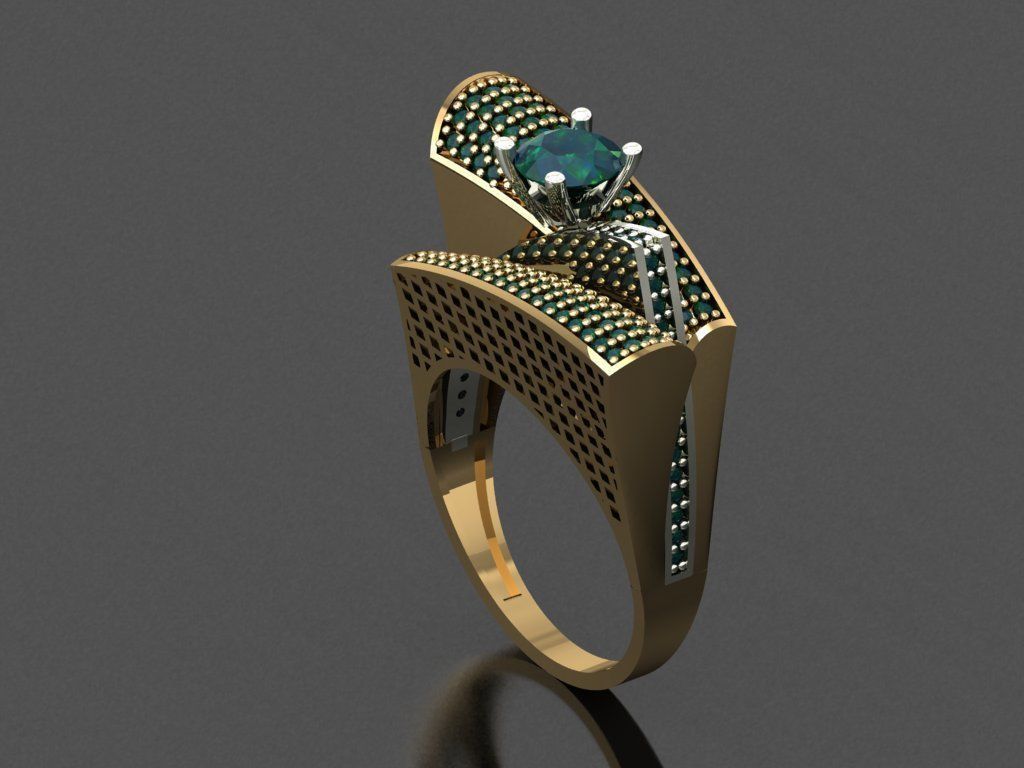 T146- Diamond solitarie ring 3D print model_3