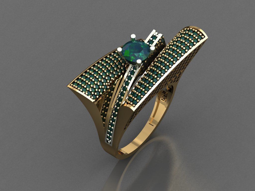 T146- Diamond solitarie ring 3D print model_5