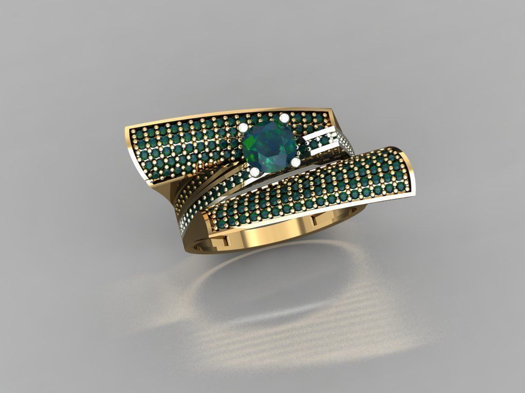 T146- Diamond solitarie ring 3D print model_2